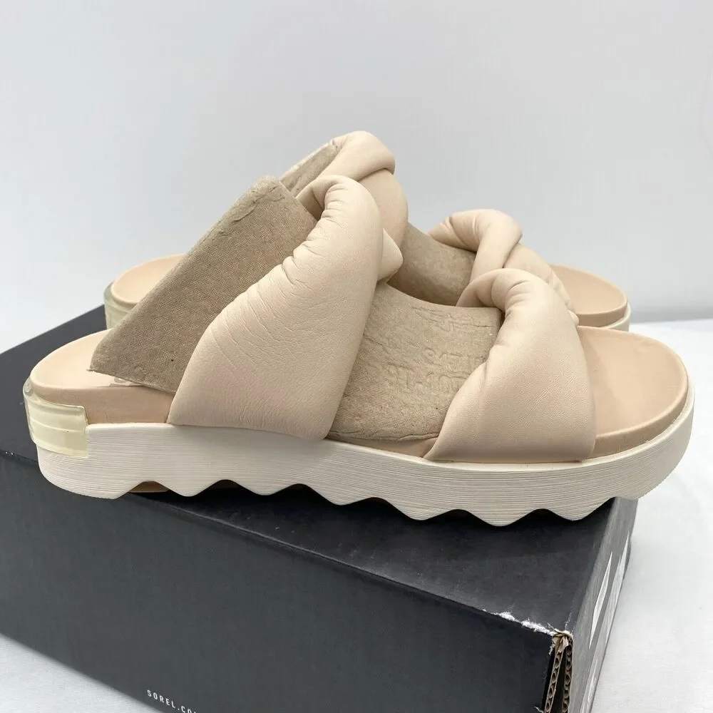 SOREL Vibe Twist Slide Women Flat Sandal Beige, Nova Sand, Sea Salt SIZE 10 NIB